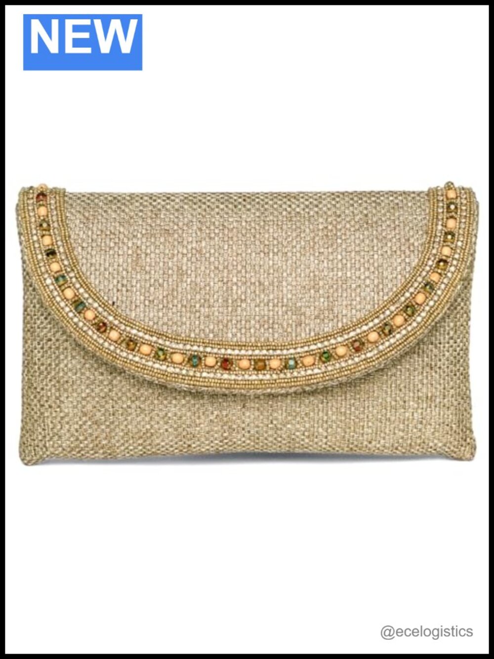Evening Clutch Purse with Indian Hand Work Embellished, Soft Fabric Interior